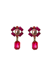 Fuchsia Pink Art Deco Earrings