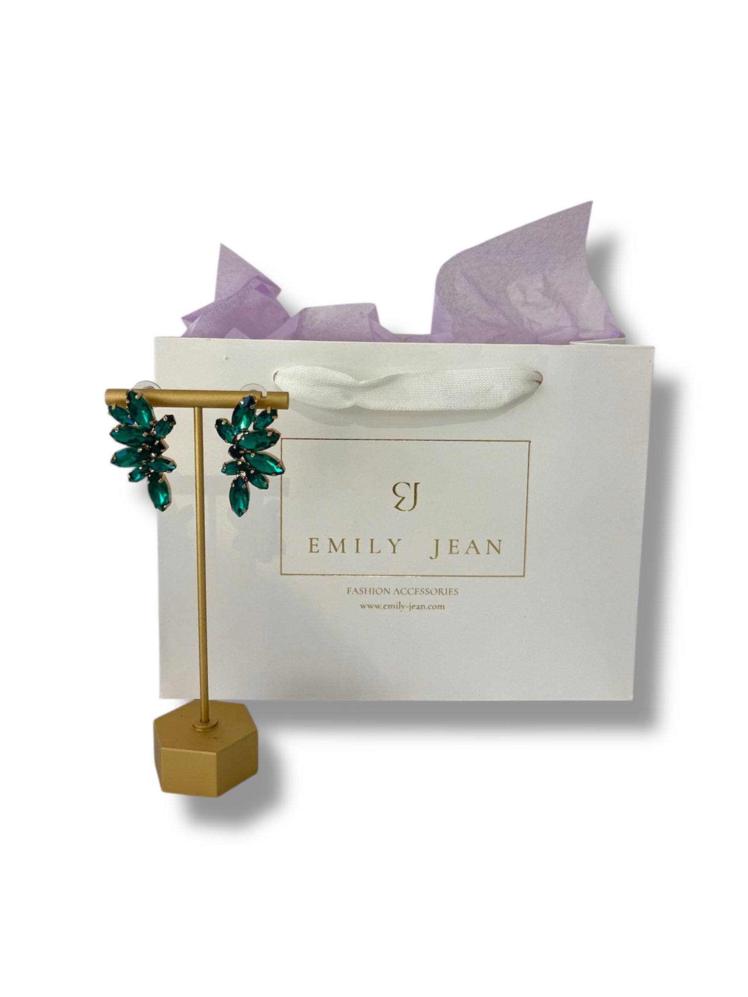 Emerald Green Leaf Earrings