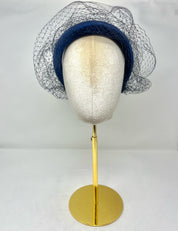 Navy Padded headband with Veiling