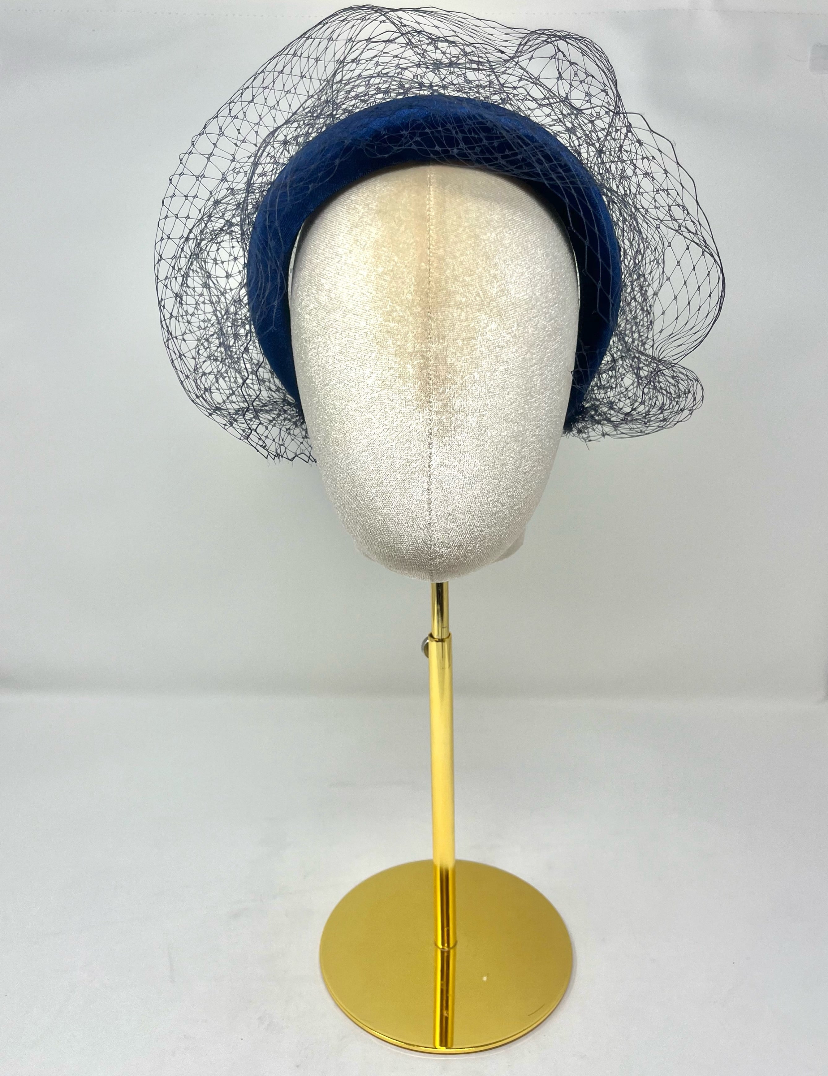 Navy Padded headband with Veiling