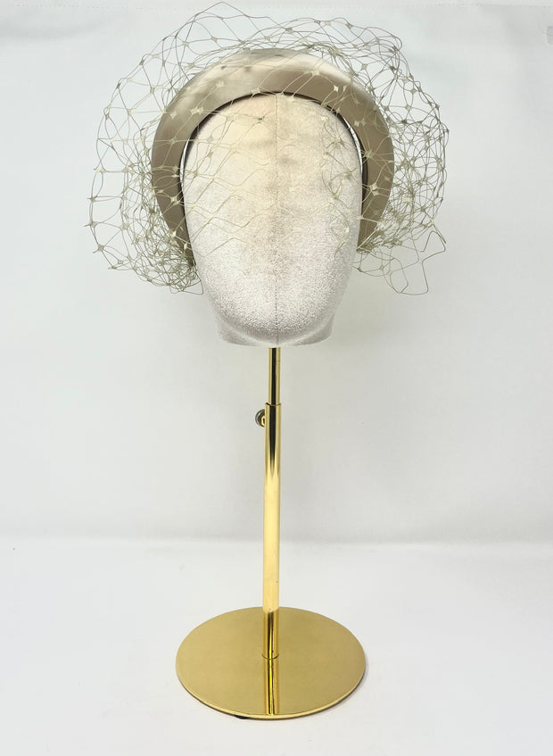 Champagne Padded Headband With Veiling