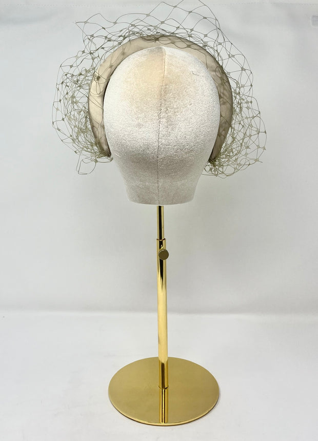 Champagne Padded Headband With Veiling