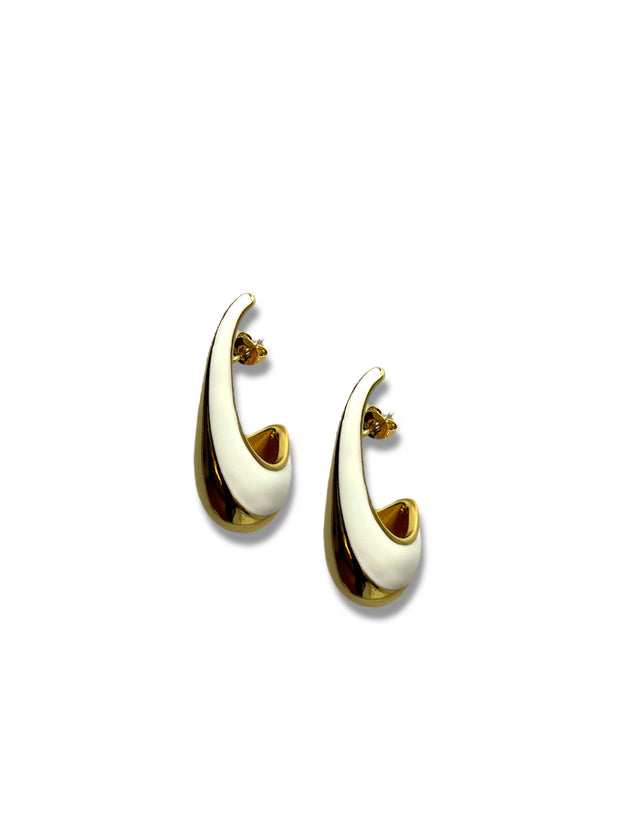 'Mollie' White & Gold Teardrop Earrings