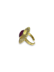 Magenta Stone Disc Ring