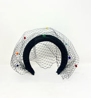 Padded headband with spotted veiling