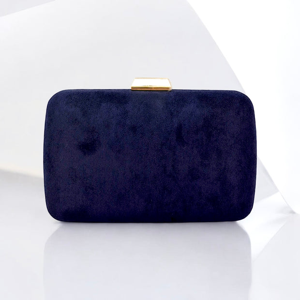 Navy Faux Suede Clutch