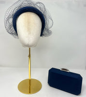 Navy Padded headband with Veiling