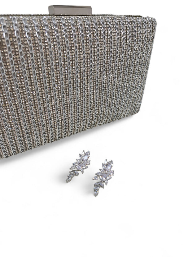 Silver Diamante Clutch