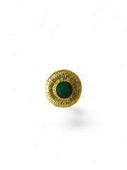 Emerald green stone disc ring