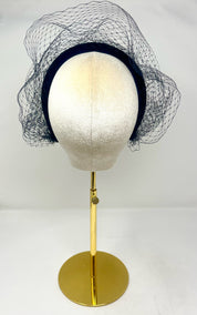 Navy Padded headband with Veiling