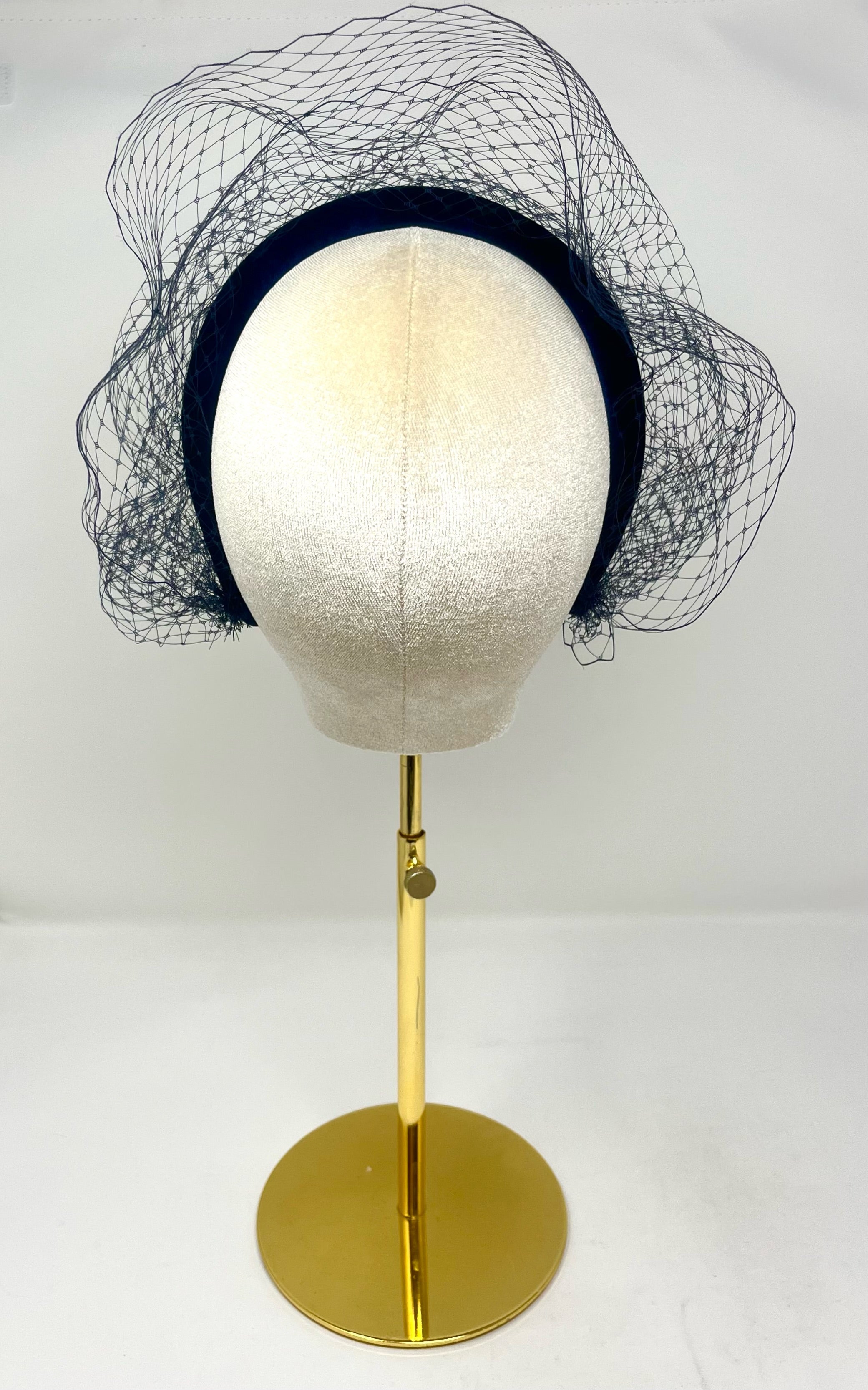 Navy Padded headband with Veiling