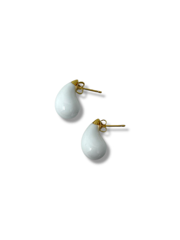 'Annie' White Teardrop Studs