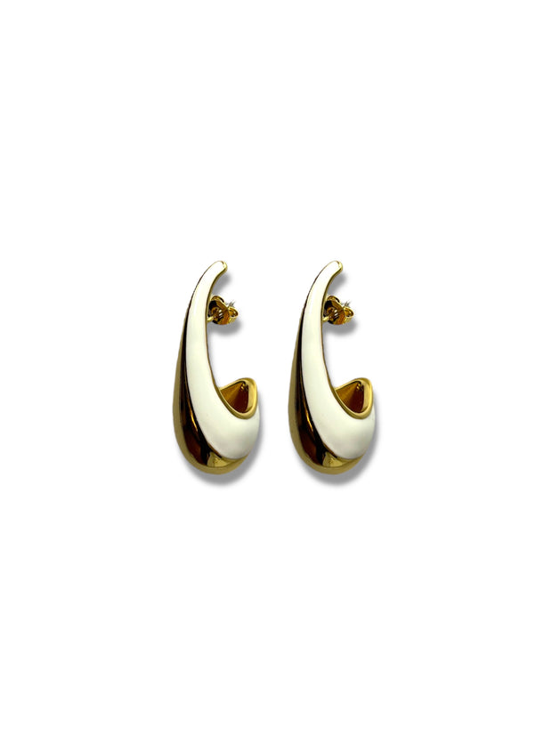 'Mollie' White & Gold Teardrop Earrings