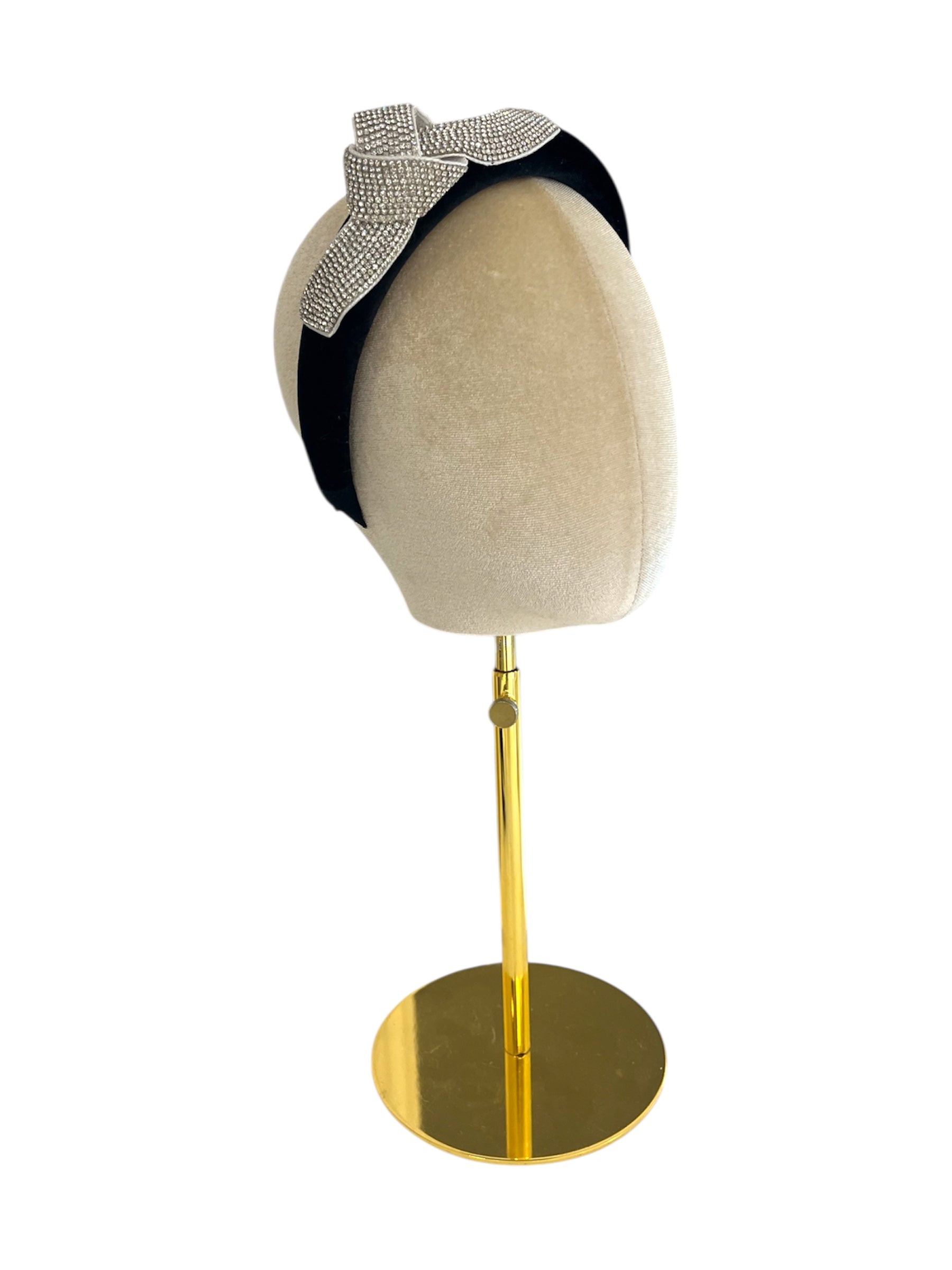 Black Velvet Headband with Bow Motif