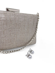 Stone Raffia Clutch