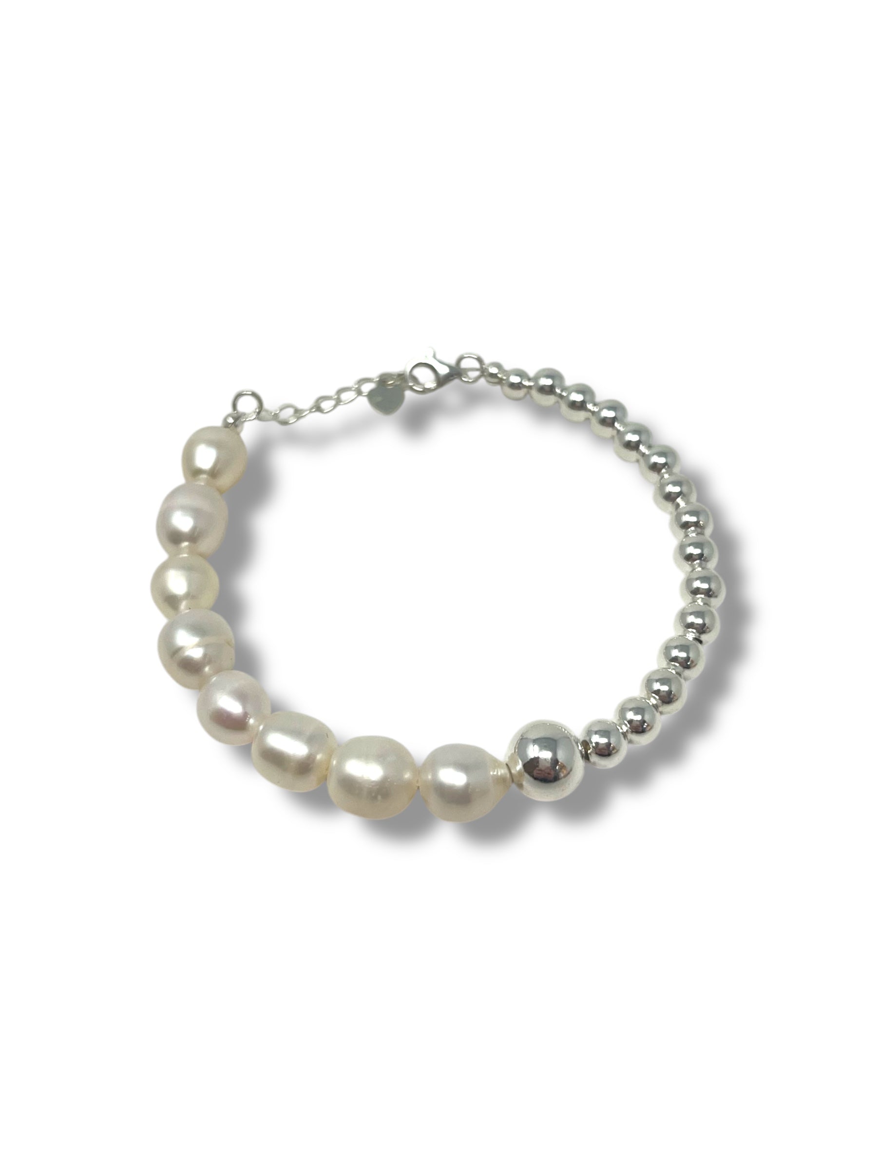 Pearl & Silver Beaded Bracelet