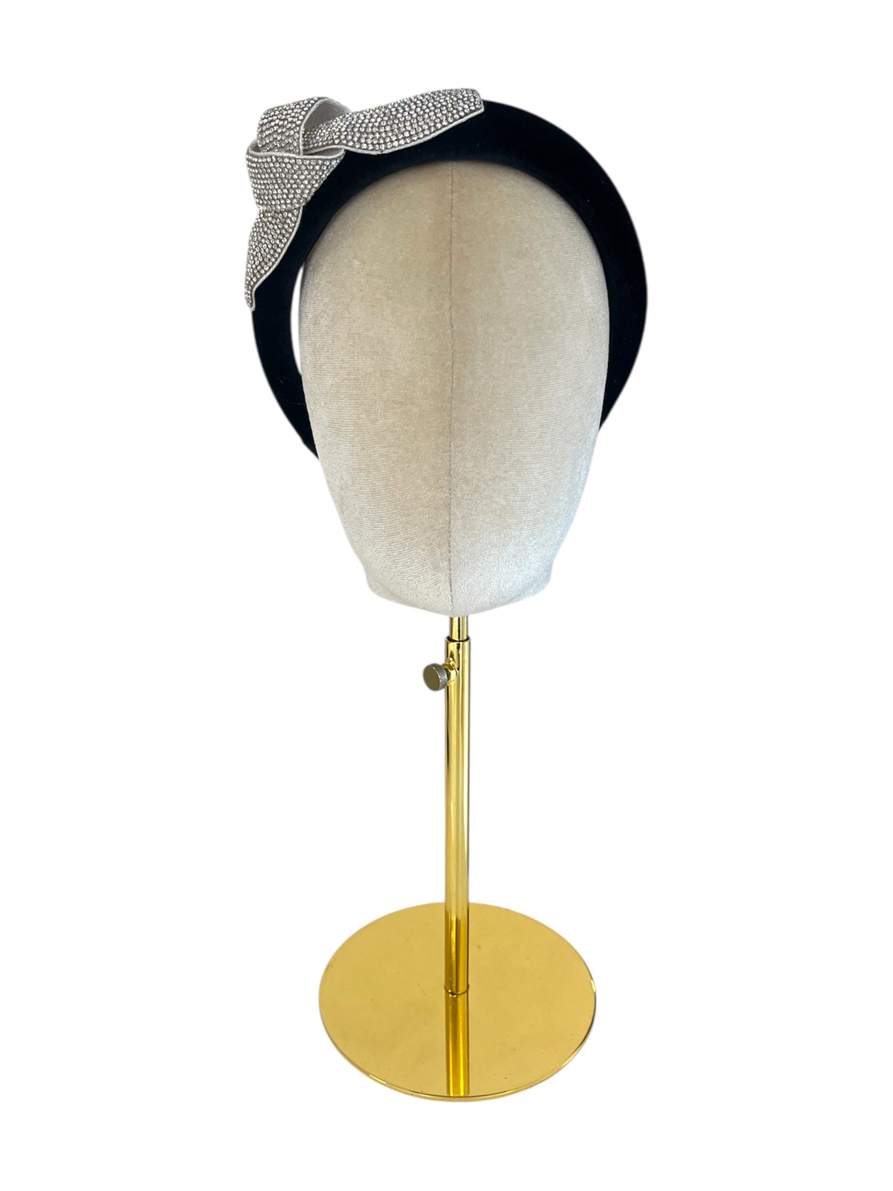 Black Velvet Headband with Bow Motif