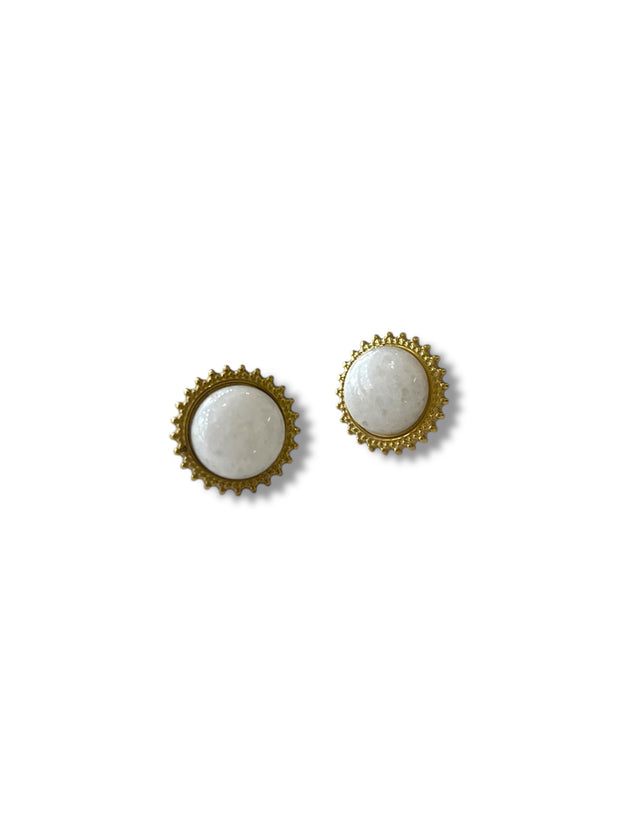 White Stud Earrings