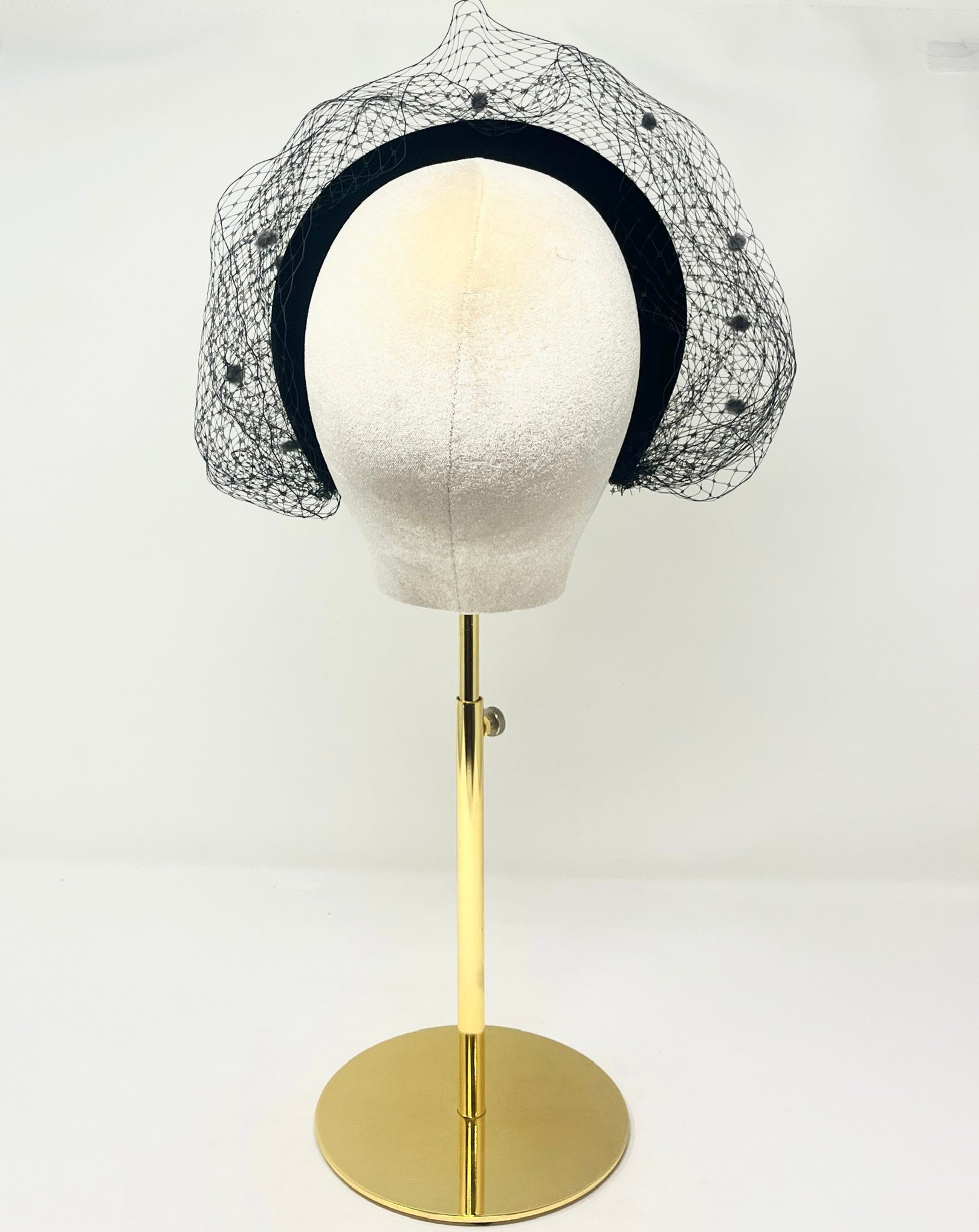 Black Padded Headband With Veiling