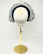 Black Padded Headband With Veiling