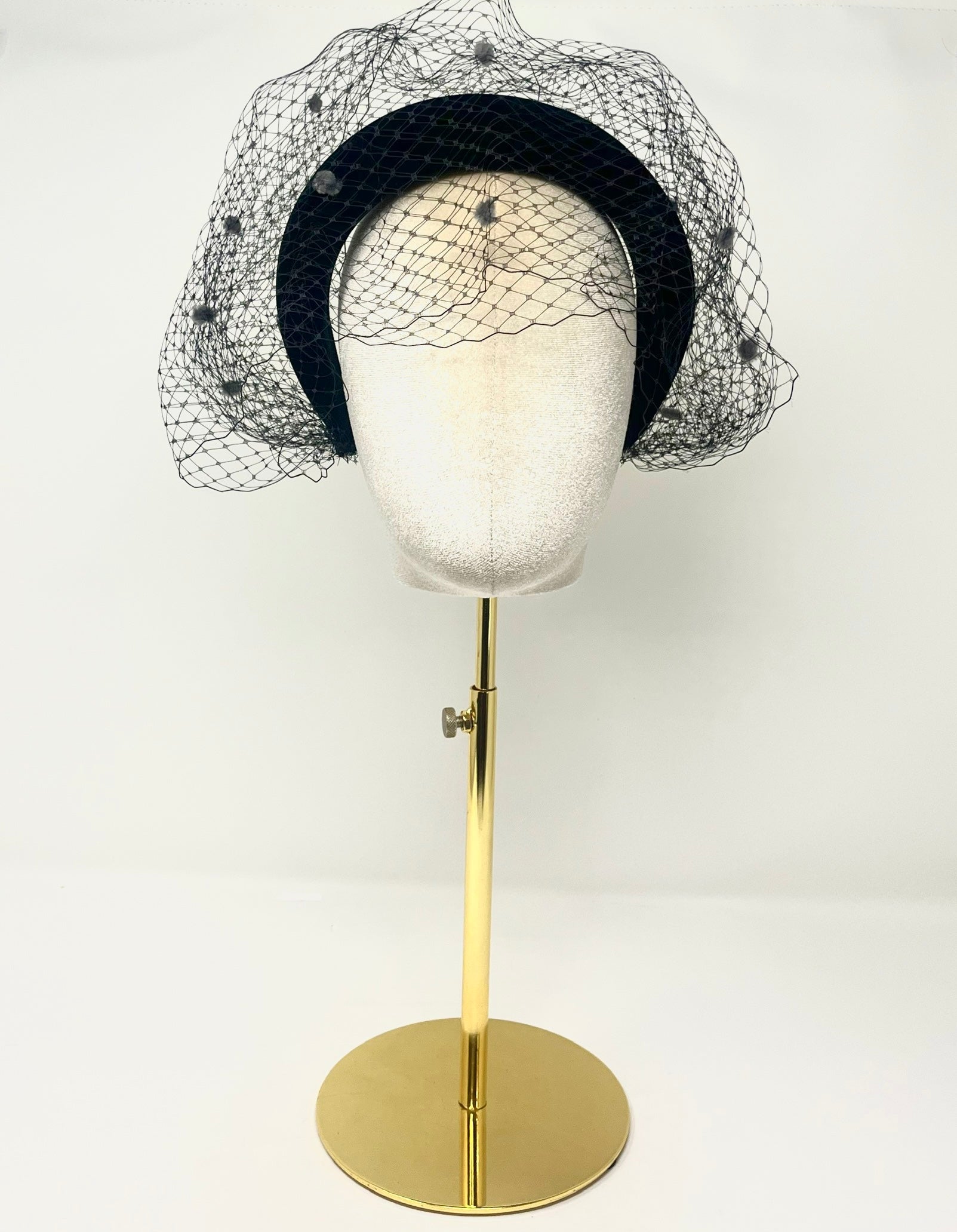 Black Padded Headband With Veiling
