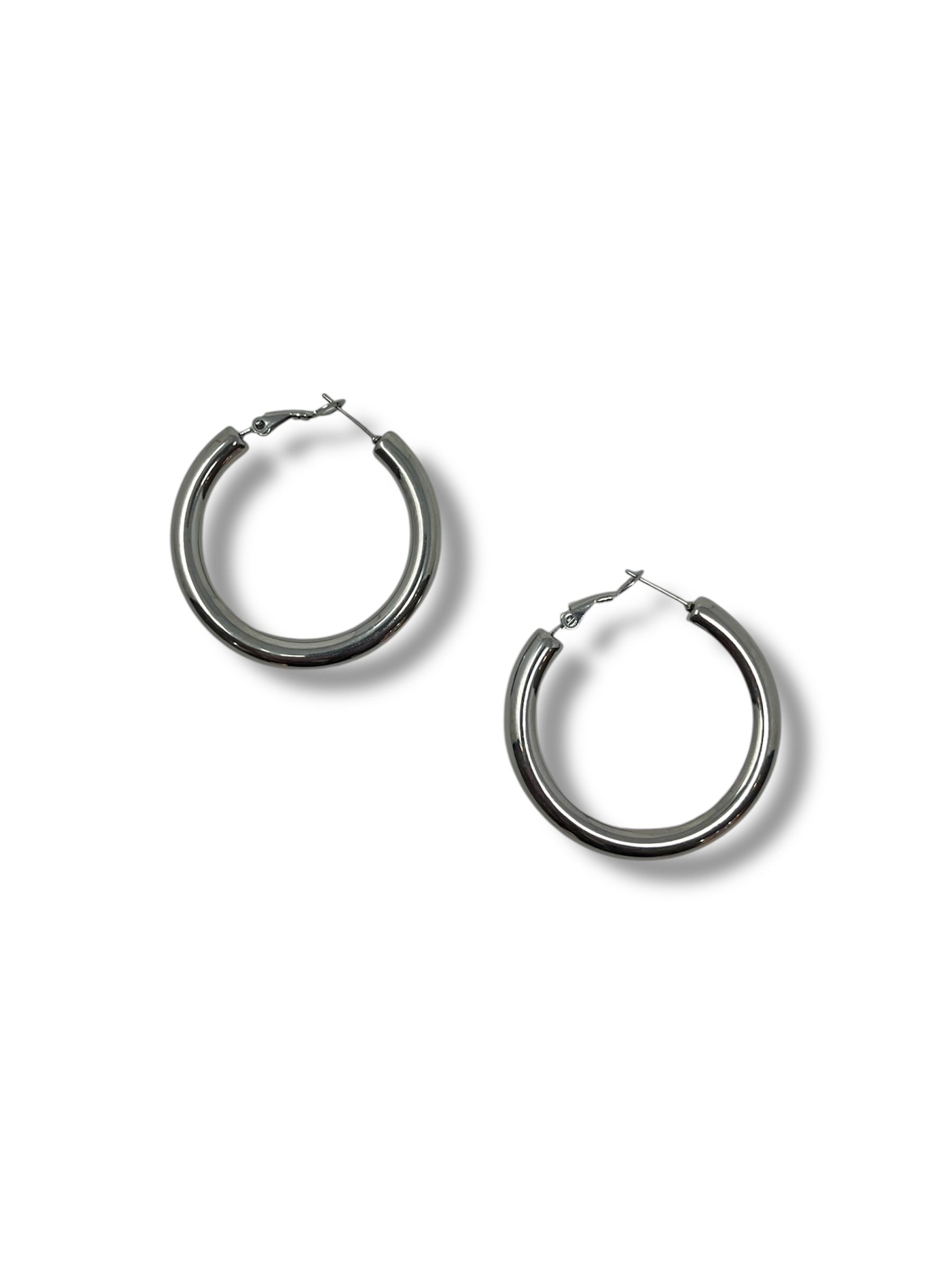 Granite grey hoop earrings (large)