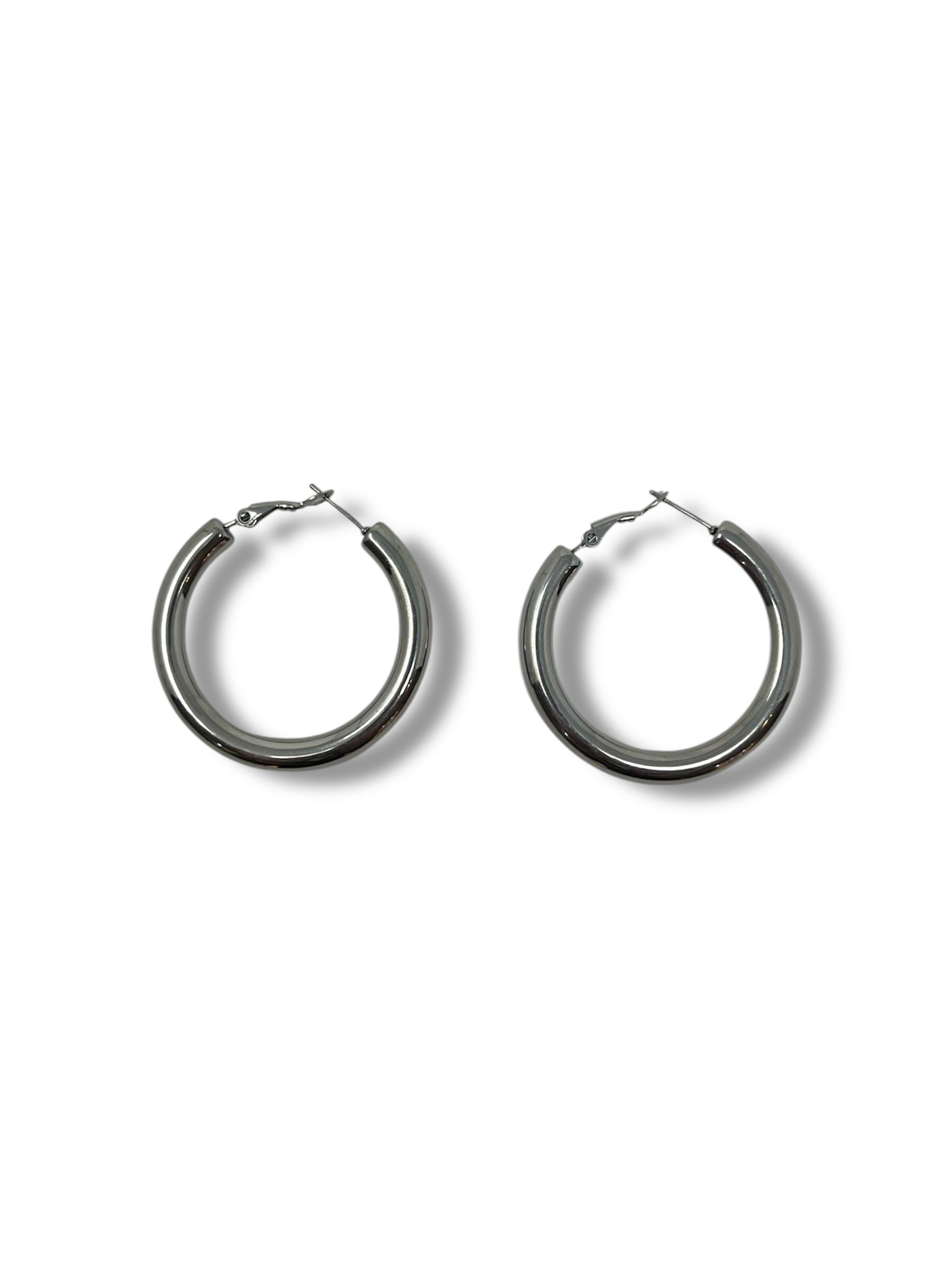 Granite grey hoop earrings (large)