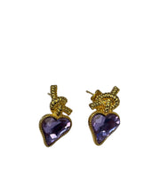 Purple heart earrings