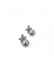 'Diana' Silver Pearl Stud Earrings