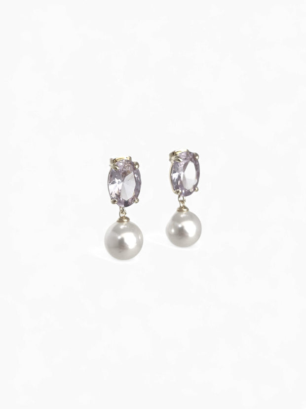 'Lucy' Pearl Drop Crystal Earrings