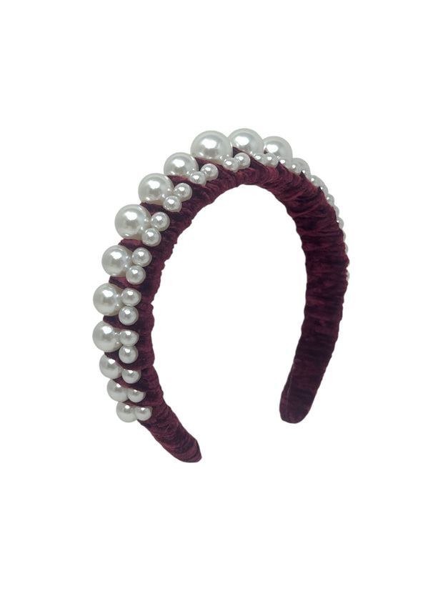 PEARL HEADBAND - BURGUNDY