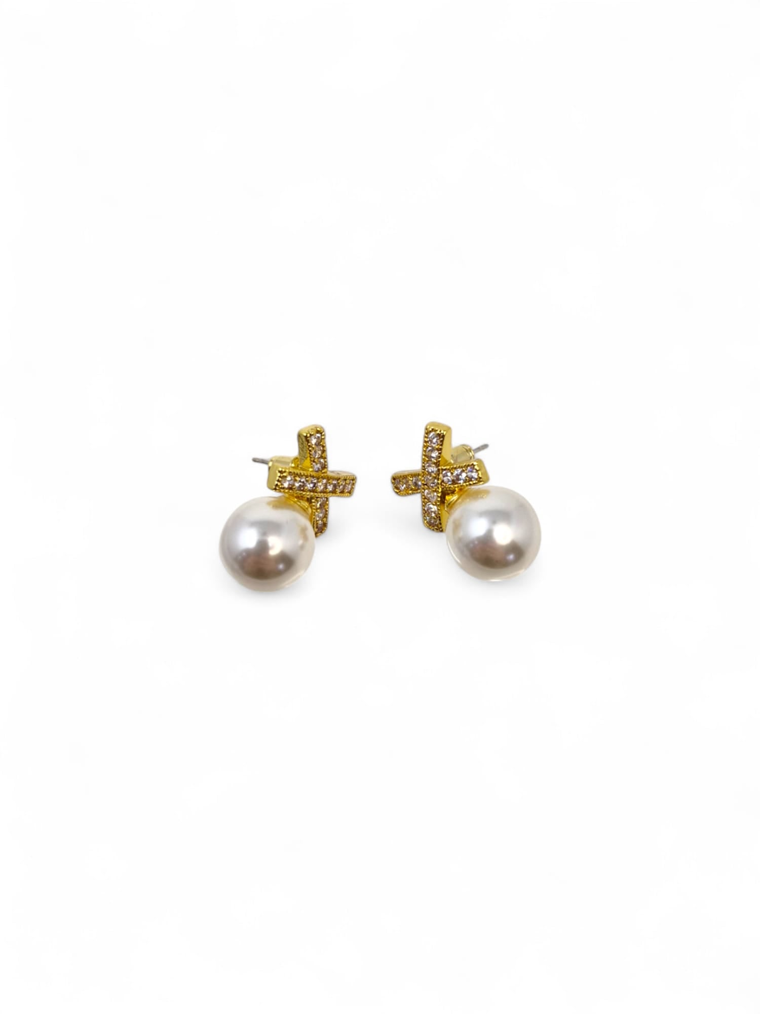 'Diana' Gold Pearl Stud Earrings