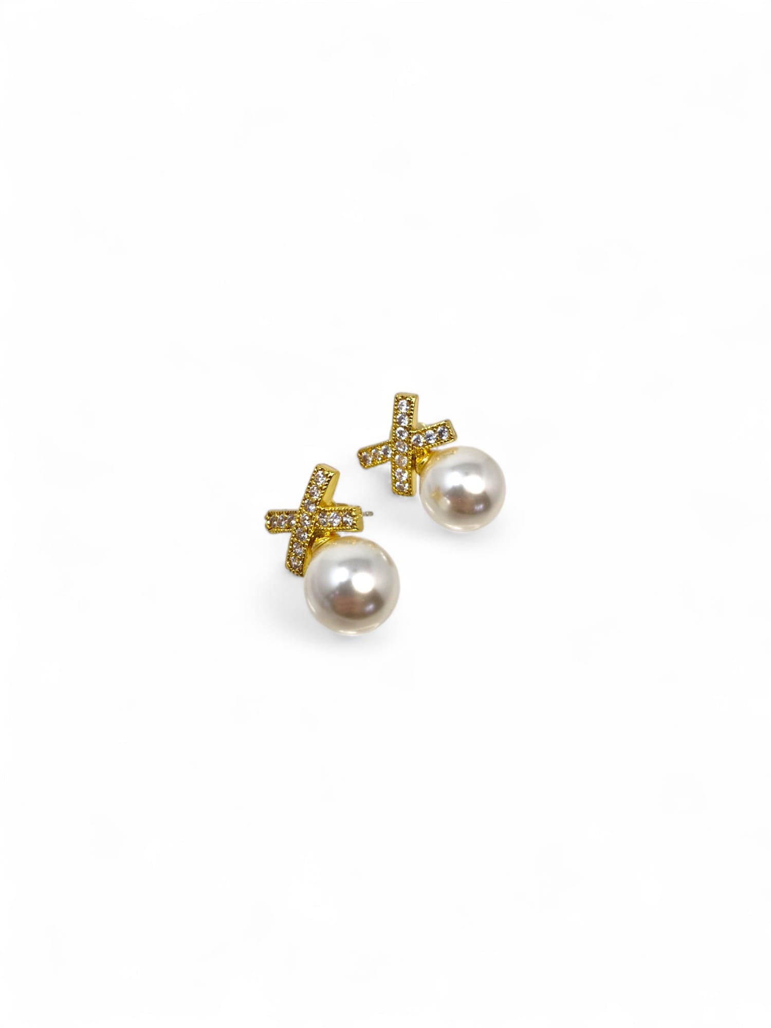 'Diana' Gold Pearl Stud Earrings