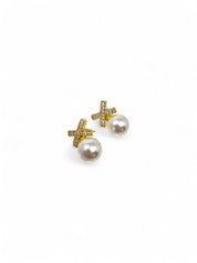 'Diana' Gold Pearl Stud Earrings