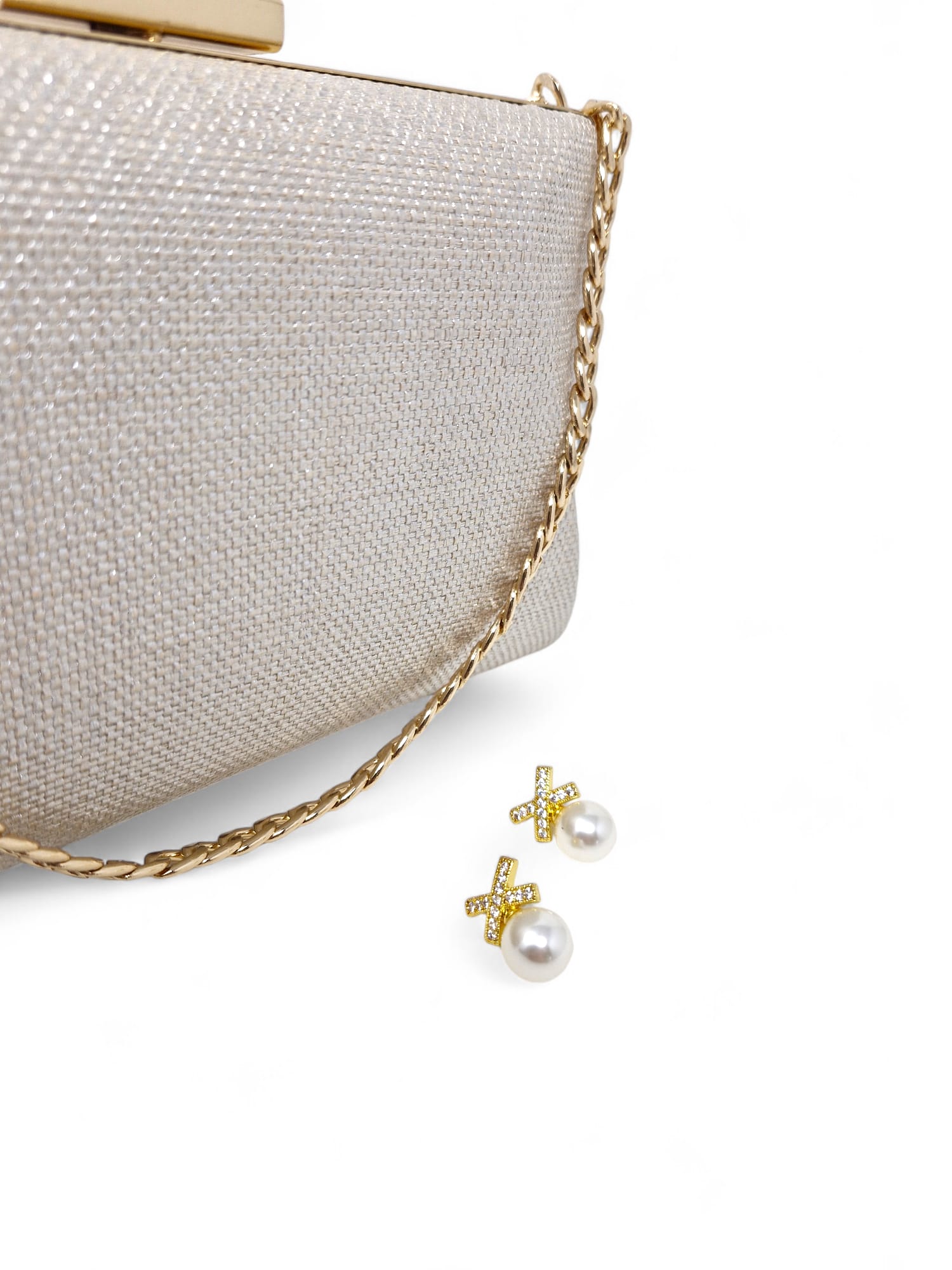 'Diana' Gold Pearl Stud Earrings