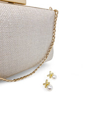 'Diana' Gold Pearl Stud Earrings