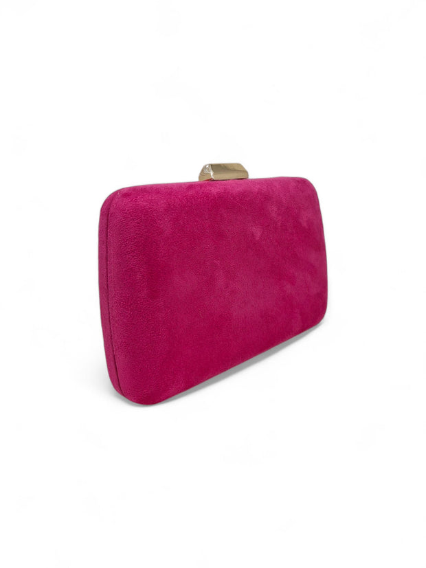 Bubblegum Pink Faux Suede Clutch