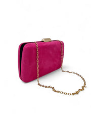 Bubblegum Pink Faux Suede Clutch