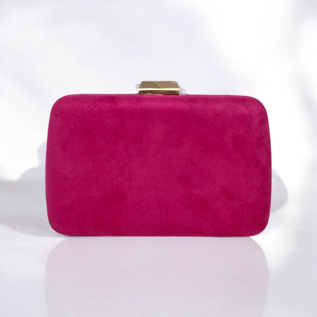 Bubblegum Pink Faux Suede Clutch