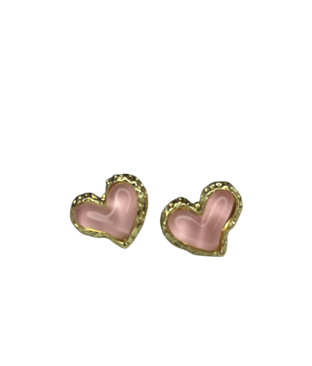 Pink bubble heart earrings