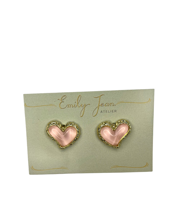 Pink bubble heart earrings