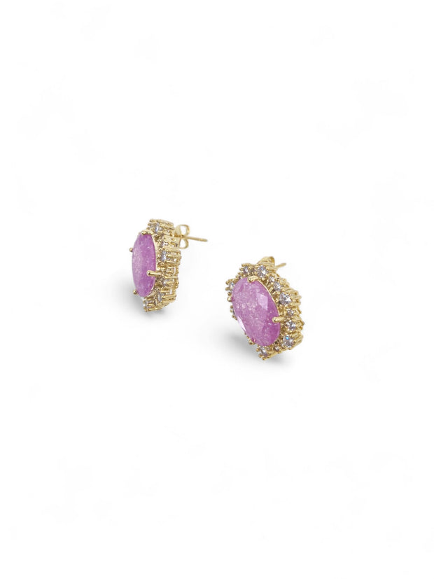 'Freya' Pink Crystal Stud Earrings