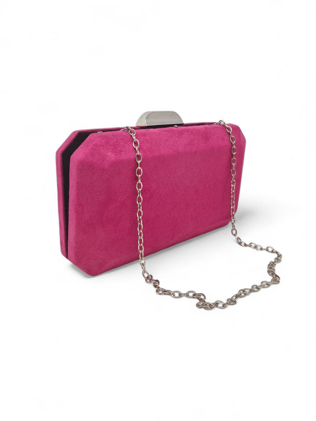 Pink Suede Cubic Clutch