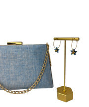 Powder Blue Raffia Clutch