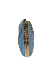 Powder Blue Raffia Clutch