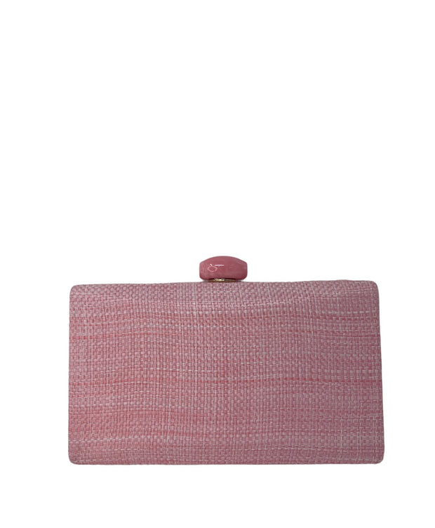 Candy Pink Raffia Clutch