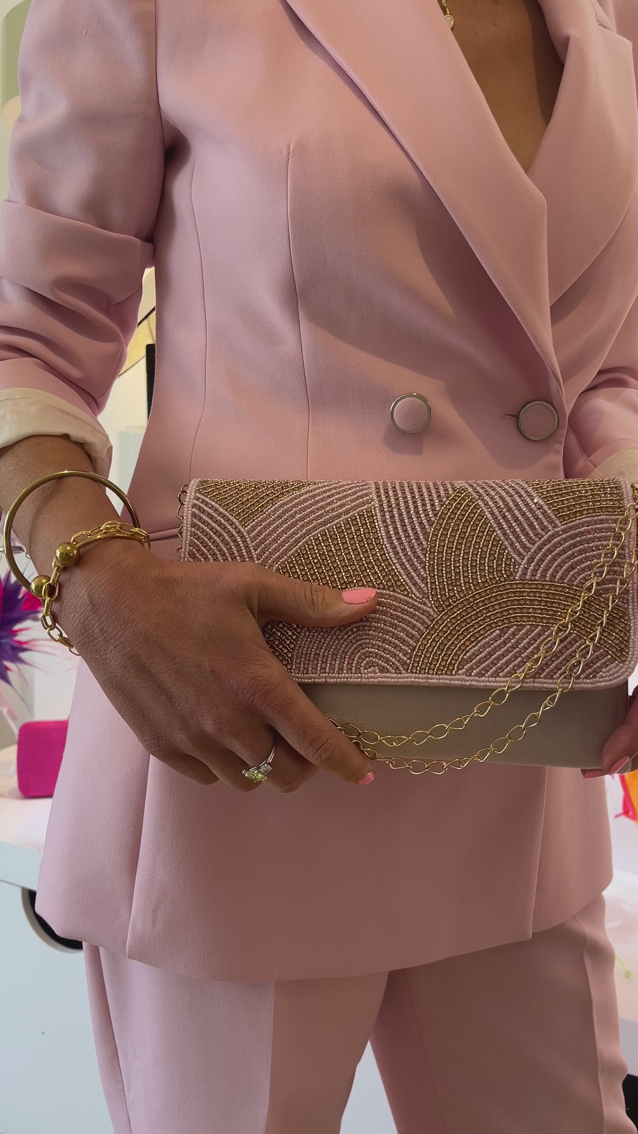 Pink & Gold Sequin Clutch