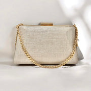 Light gold raffia clutch bag