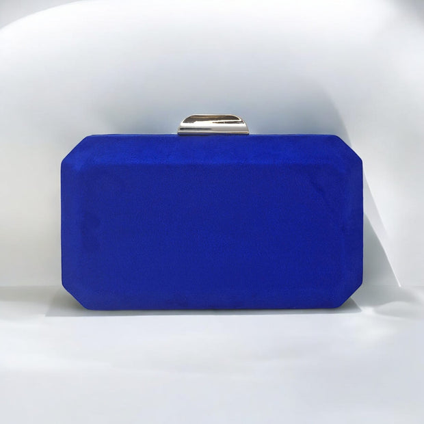 Royal Blue Suede Cubic Clutch