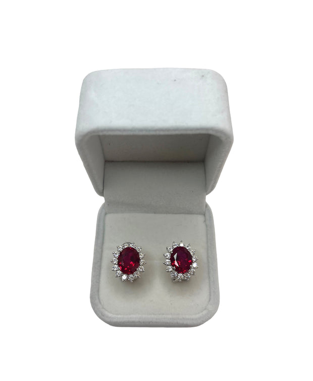 Ruby red gemstone earrings